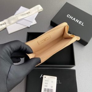 CC 19 Zipper Card Holder Beige Sheepskin GHW 234762