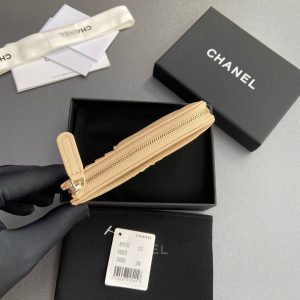 CC 19 Zipper Card Holder Beige Sheepskin GHW 234762