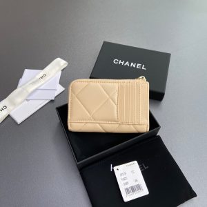 CC 19 Zipper Card Holder Beige Sheepskin GHW 234762