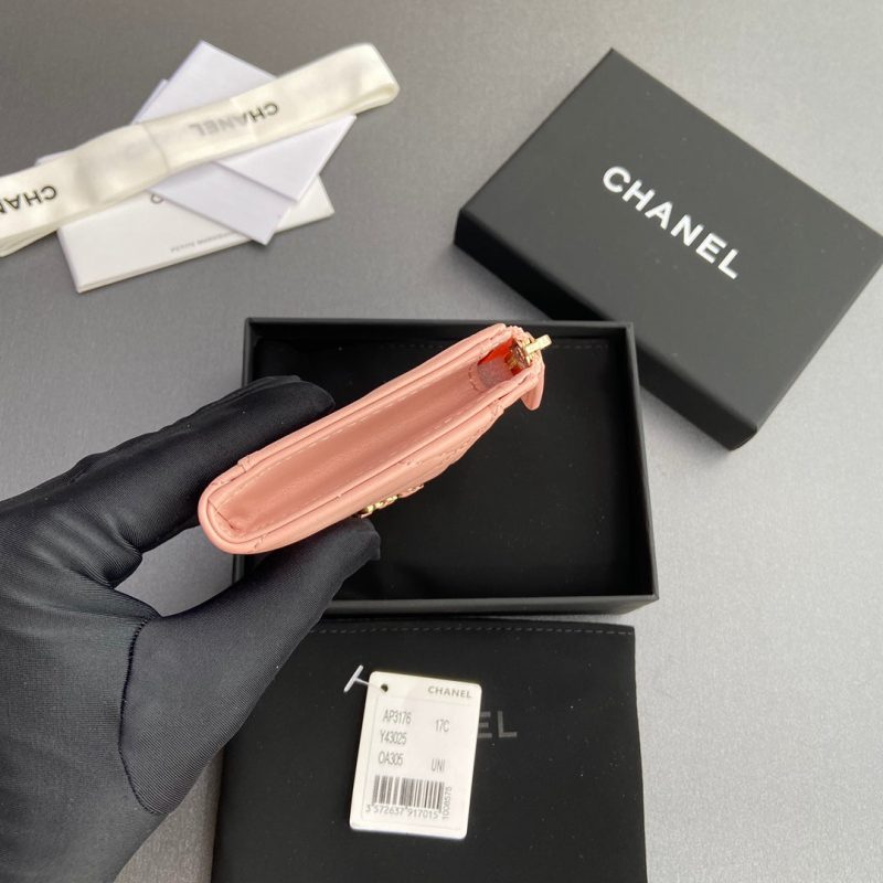 CC 19 Zipper Card Holder Pink Sheepskin GHW 234764