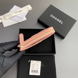 CC 19 Zipper Card Holder Pink Sheepskin GHW 234764