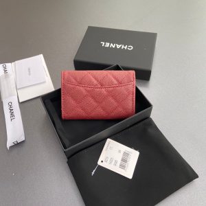 CC Zipper Flap Card Holder Red Caviar GHW 234655