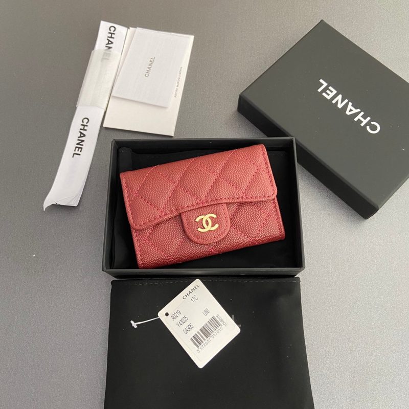 CC Zipper Flap Card Holder Red Caviar GHW 234655