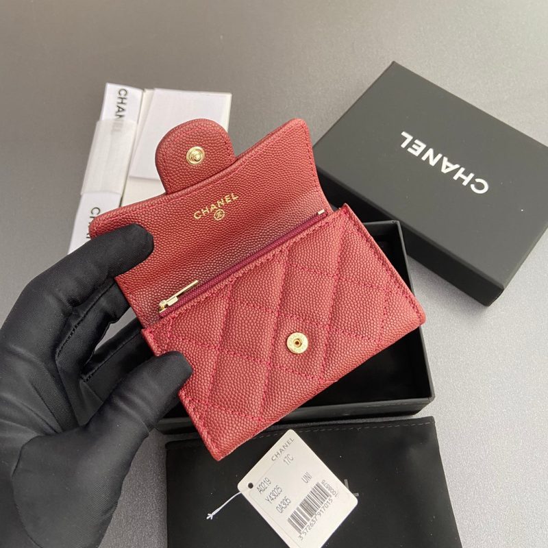 CC Zipper Flap Card Holder Red Caviar GHW 234655