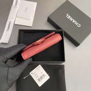 CC Zipper Flap Card Holder Red Caviar GHW 234655