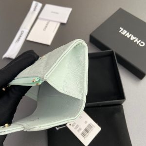 CC Zipper Flap Card Holder Light Blue Caviar GHW 234657