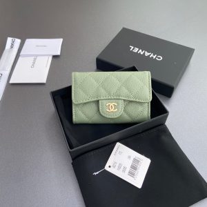 CC Zipper Flap Card Holder Olive Green Caviar GHW 234659