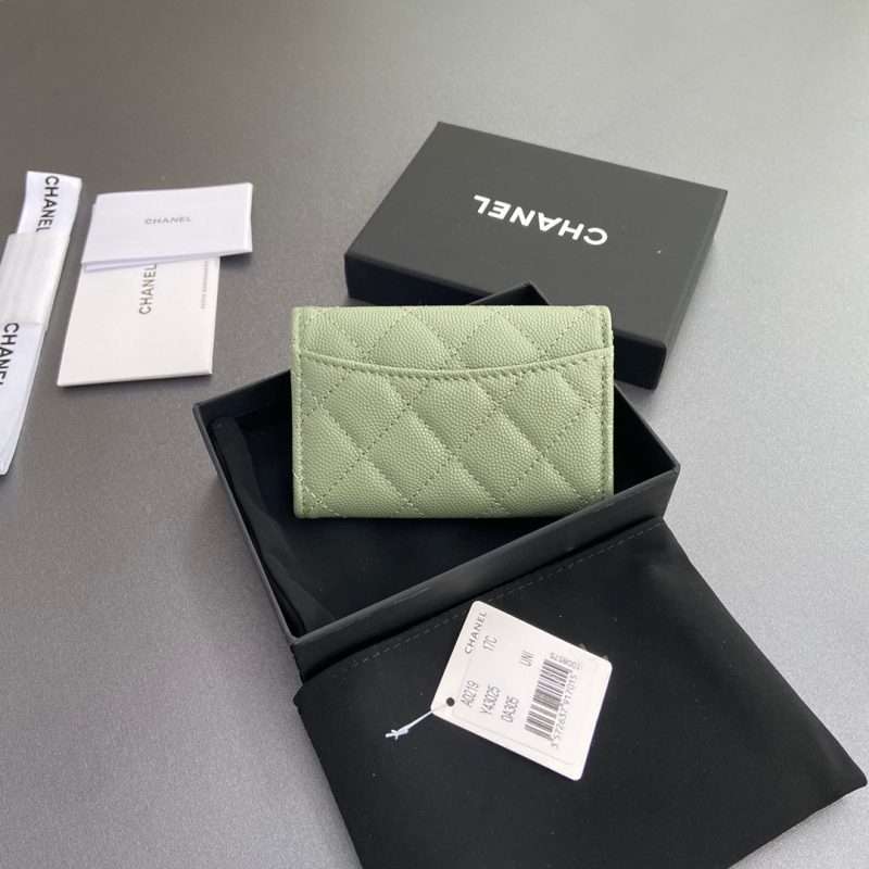 CC Zipper Flap Card Holder Olive Green Caviar GHW 234659