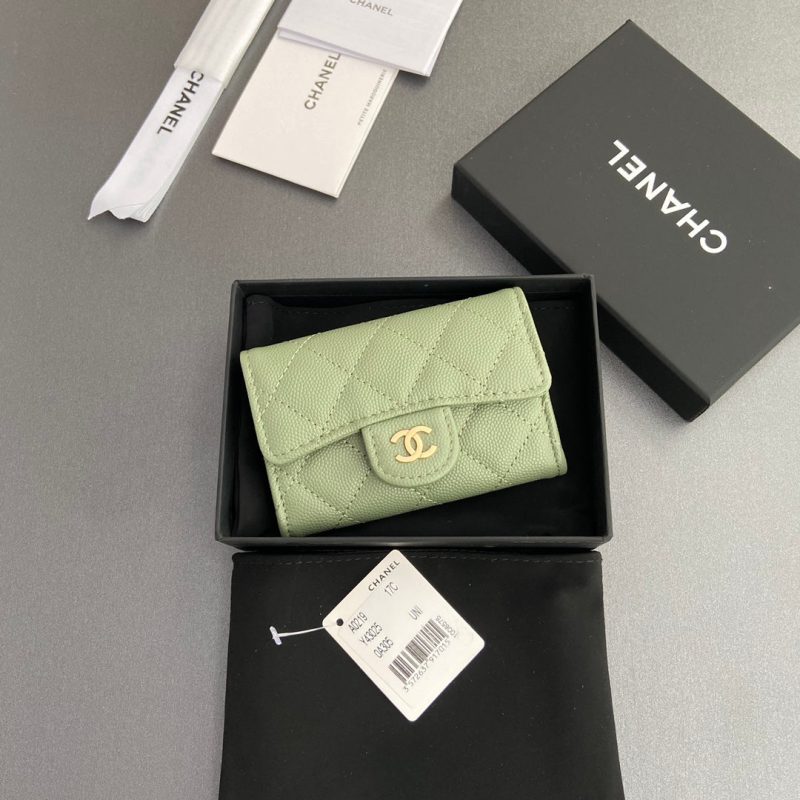 CC Zipper Flap Card Holder Olive Green Caviar GHW 234659