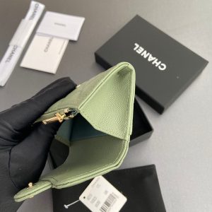 CC Zipper Flap Card Holder Olive Green Caviar GHW 234659