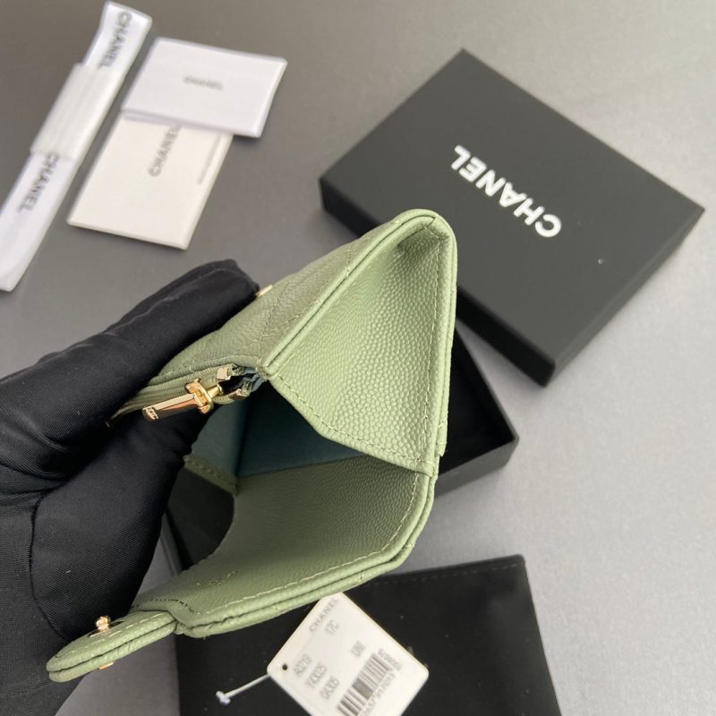 CC Zipper Flap Card Holder Olive Green Caviar GHW 234659