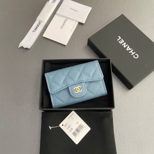CC Zipper Flap Card Holder Blue Caviar GHW 234661