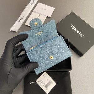 CC Zipper Flap Card Holder Blue Caviar GHW 234661