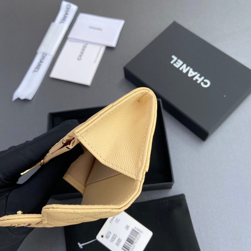 CC Zipper Flap Card Holder Yellow Caviar GHW 234663