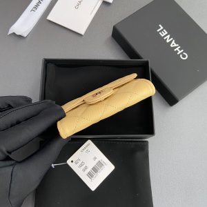 CC Zipper Flap Card Holder Yellow Caviar GHW 234663