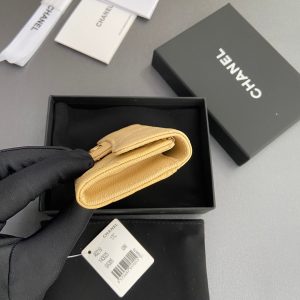 CC Zipper Flap Card Holder Yellow Caviar GHW 234663