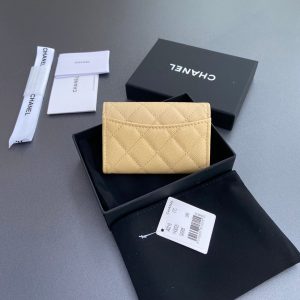 CC Zipper Flap Card Holder Yellow Caviar GHW 234663