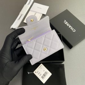 CC Zipper Flap Card Holder Light Purple Caviar GHW 234665