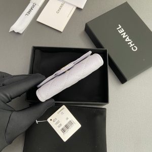 CC Zipper Flap Card Holder Light Purple Caviar GHW 234665