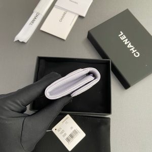 CC Zipper Flap Card Holder Light Purple Caviar GHW 234665