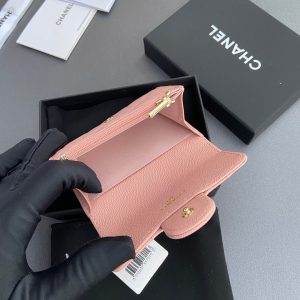 CC Zipper Flap Card Holder Light Pink Caviar GHW 234667