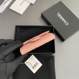 CC Zipper Flap Card Holder Light Pink Caviar GHW 234667