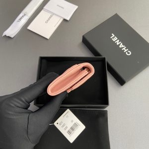 CC Zipper Flap Card Holder Light Pink Caviar GHW 234667