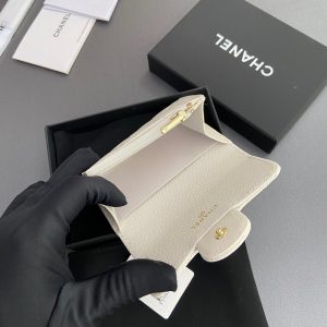 CC Zipper Flap Card Holder White Caviar GHW 234669