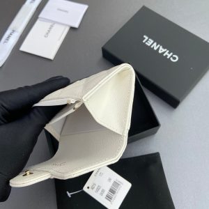 CC Zipper Flap Card Holder White Caviar GHW 234669