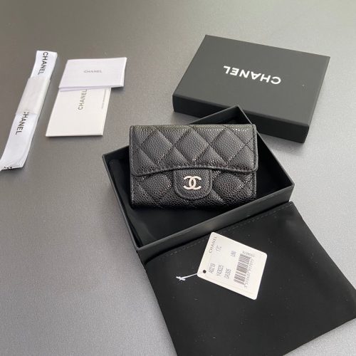 CC Zipper Flap Card Holder Black Caviar Sliver Steel 234671