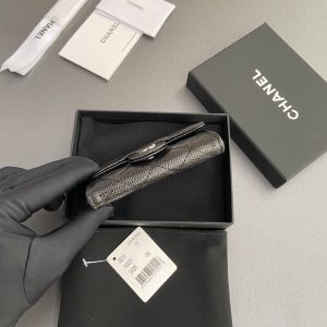 CC Zipper Flap Card Holder Black Caviar Sliver Steel 234671