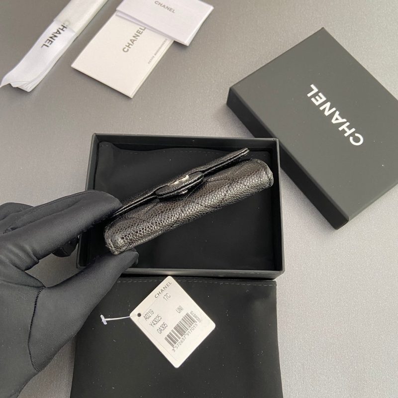 CC Zipper Flap Card Holder Black Caviar Sliver Steel 234671