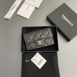 CC Zipper Flap Card Holder Black Caviar Sliver Steel 234671