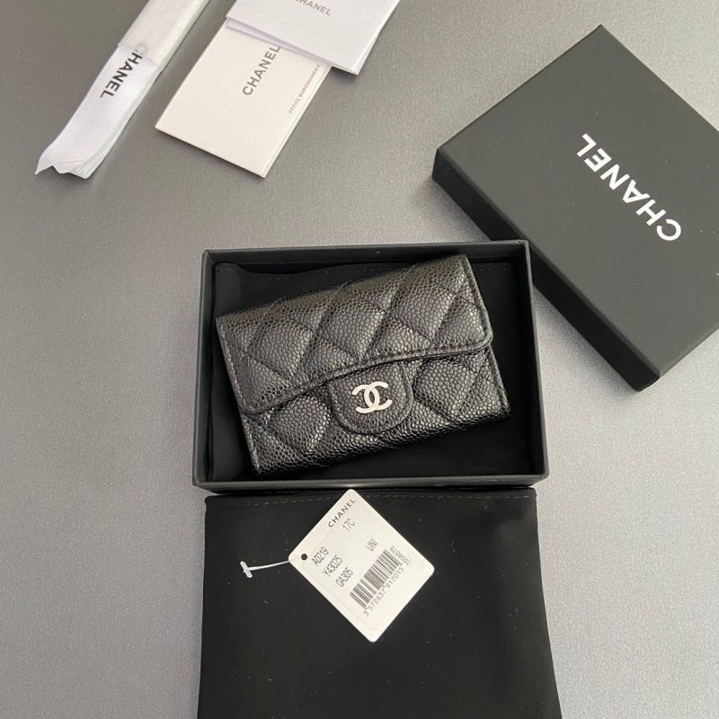 CC Zipper Flap Card Holder Black Caviar Sliver Steel 234671