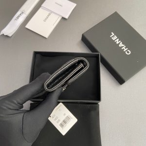 CC Zipper Flap Card Holder Black Caviar Sliver Steel 234671