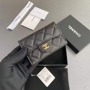 CC Zipper Flap Card Holder Black Caviar GHW 234673