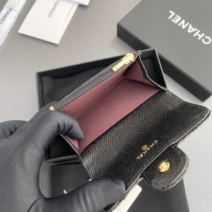 CC Zipper Flap Card Holder Black Caviar GHW 234673