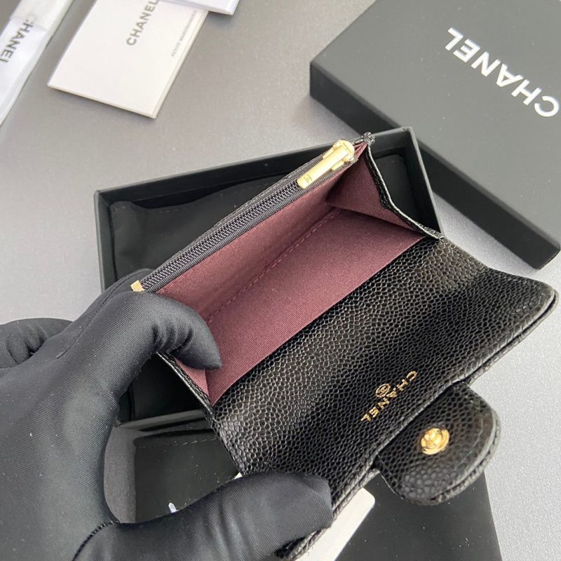 CC Zipper Flap Card Holder Black Caviar GHW 234673