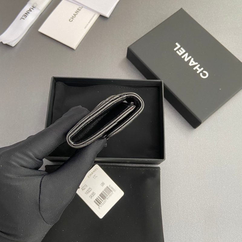 CC Zipper Flap Card Holder Black Sheepskin Sliver Steel 234675