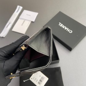 CC Zipper Flap Card Holder Black Sheepskin 234677