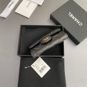 CC Zipper Flap Card Holder Black Sheepskin 234677