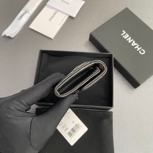 CC Zipper Flap Card Holder Black Sheepskin 234677