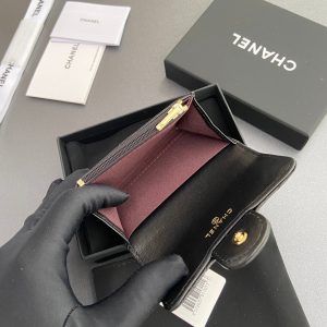 CC Zipper Flap Card Holder Black Sheepskin 234677