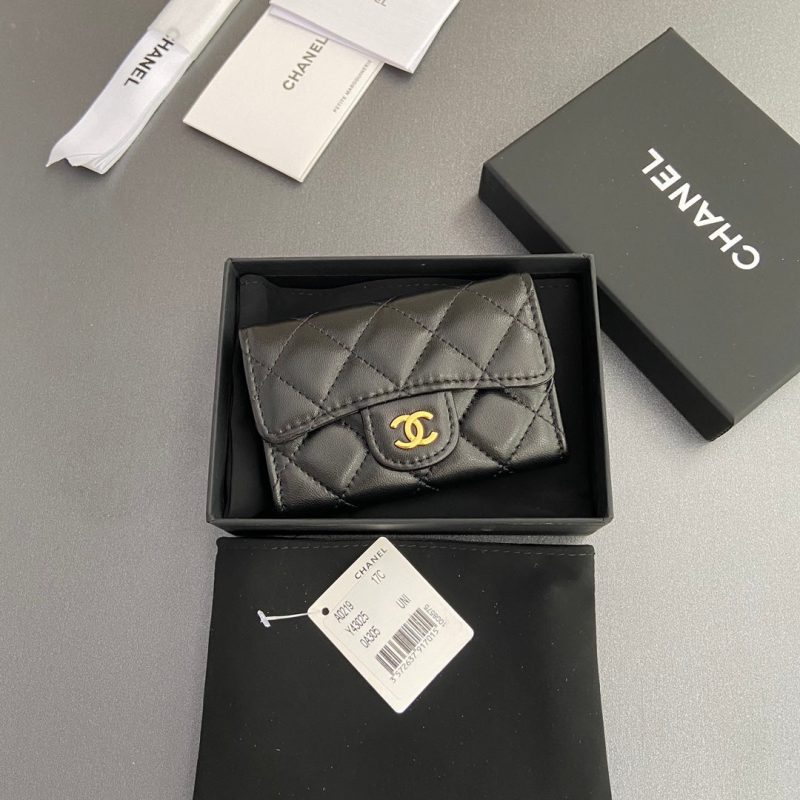 CC Zipper Flap Card Holder Black Sheepskin 234677