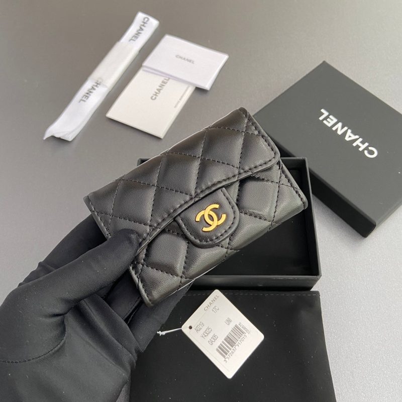 CC Zipper Flap Card Holder Black Sheepskin 234677