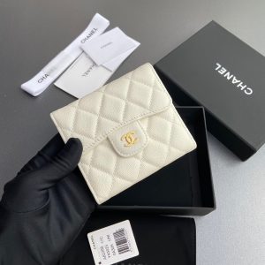 CC 82288 Classic Flap Wallet White Caviar GHW 229874
