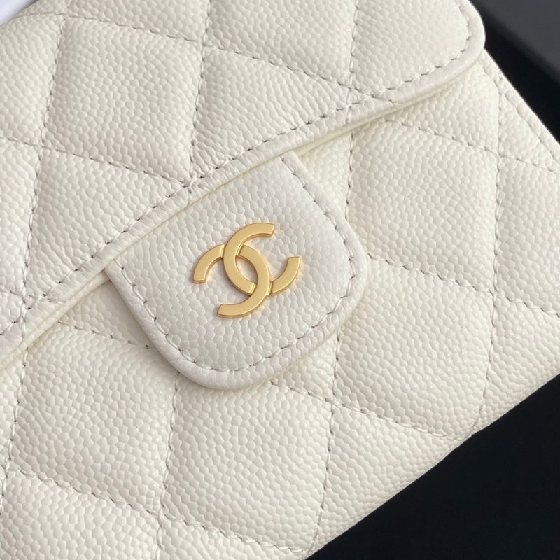 CC 82288 Classic Flap Wallet White Caviar GHW 229874