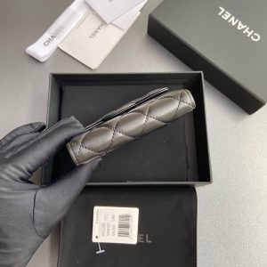 CC 82288 Classic Flap Wallet Black Sheepskin Polished Silver 229878