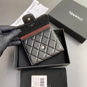 CC 82288 Classic Flap Wallet Black Sheepskin Polished Silver 229878