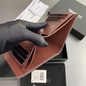 CC 82288 Classic Flap Wallet Black Sheepskin Polished Silver 229878